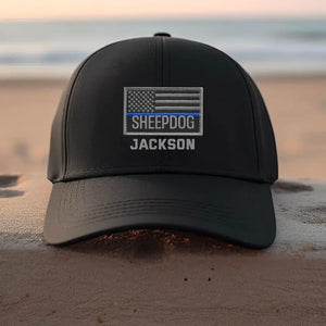 Personalized US Law Enforcement Sheepdog Embroidered Black Cap QTVQ1646