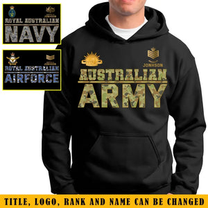 Personalized Australian Veteran/Soldier Hoodie 2D Printed 231659AHVH