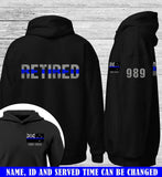Personalized Thin Blue Line Retired Australia Police Officer Custom Time & Badge Number Hoodie 2D Printed QTKVH1671