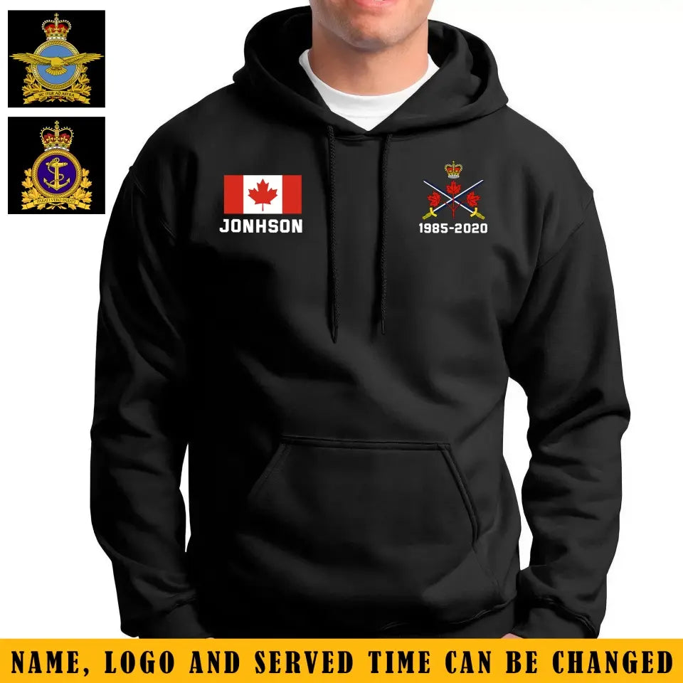 Personalized Canadian Military Custom Name & Time Hoodie 2D Printed KVH1672