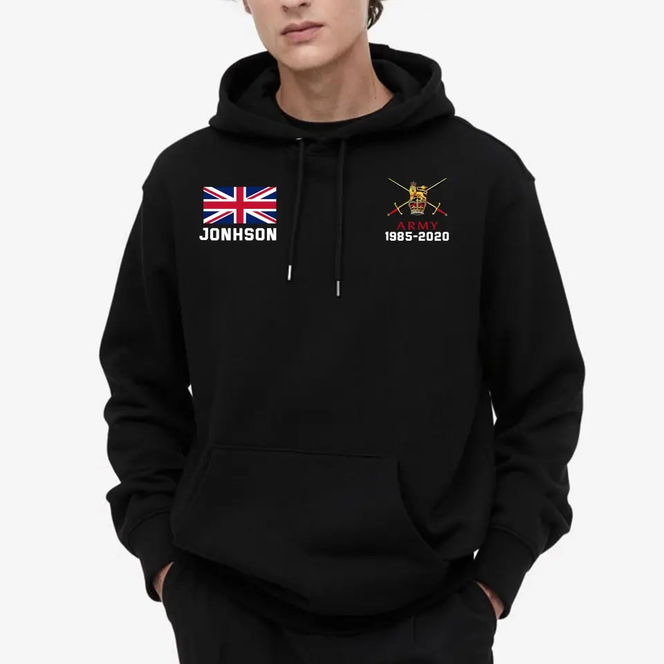 Personalized UK Military Custom Name & Time Hoodie 2D Printed KVH1672