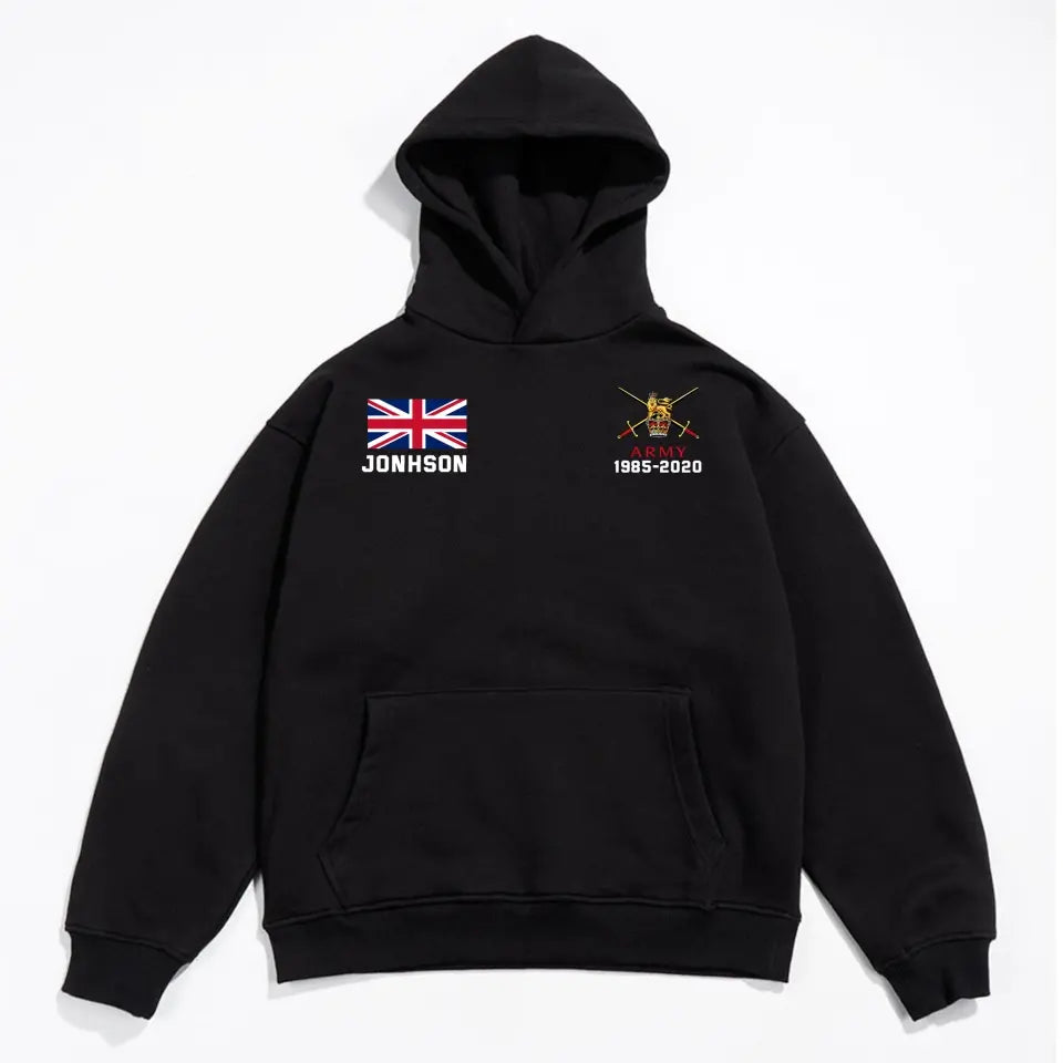 Personalized UK Military Custom Name & Time Hoodie 2D Printed KVH1672