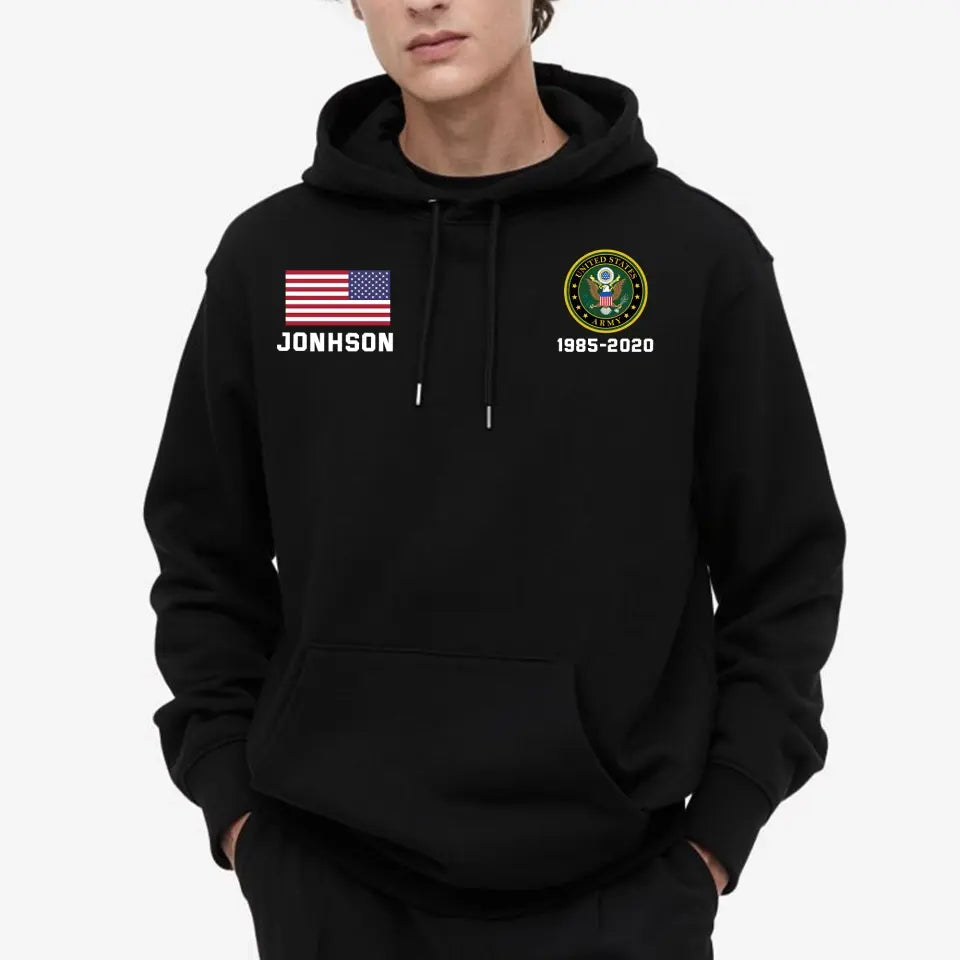 Personalized US Military Custom Name & Time Hoodie 2D Printed KVH1672