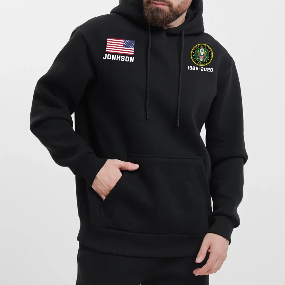 Personalized US Military Custom Name & Time Hoodie 2D Printed KVH1672
