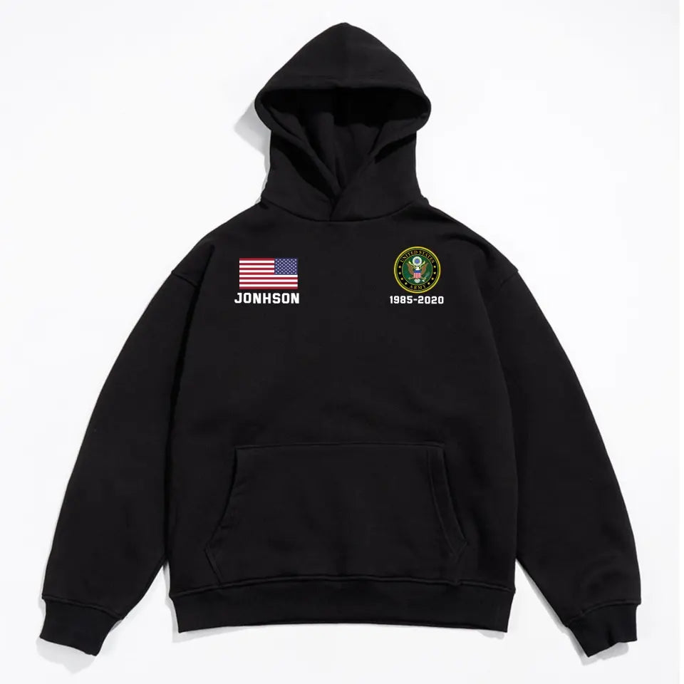 Personalized US Military Custom Name & Time Hoodie 2D Printed KVH1672
