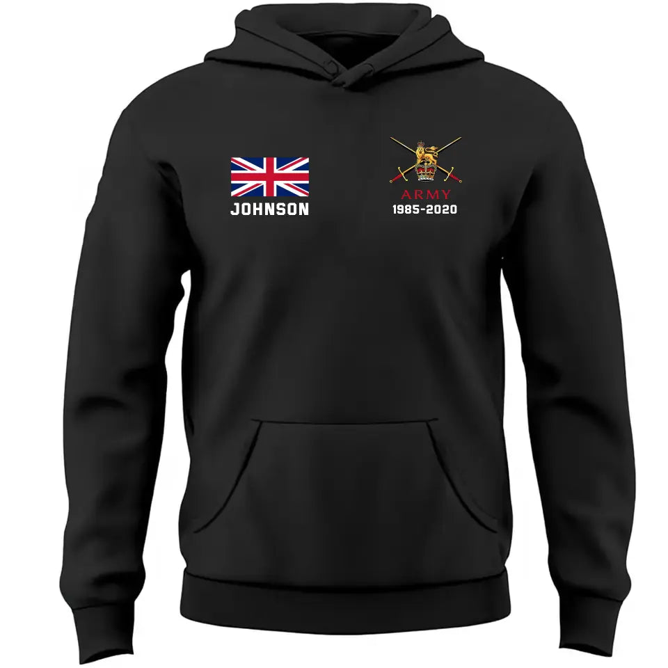 Personalized UK Military Custom Name & Time Hoodie 2D Printed KVH1672
