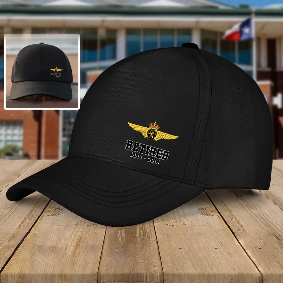 Personalized Belgian Military Veteran Custom Time Black Cap QTHN1682