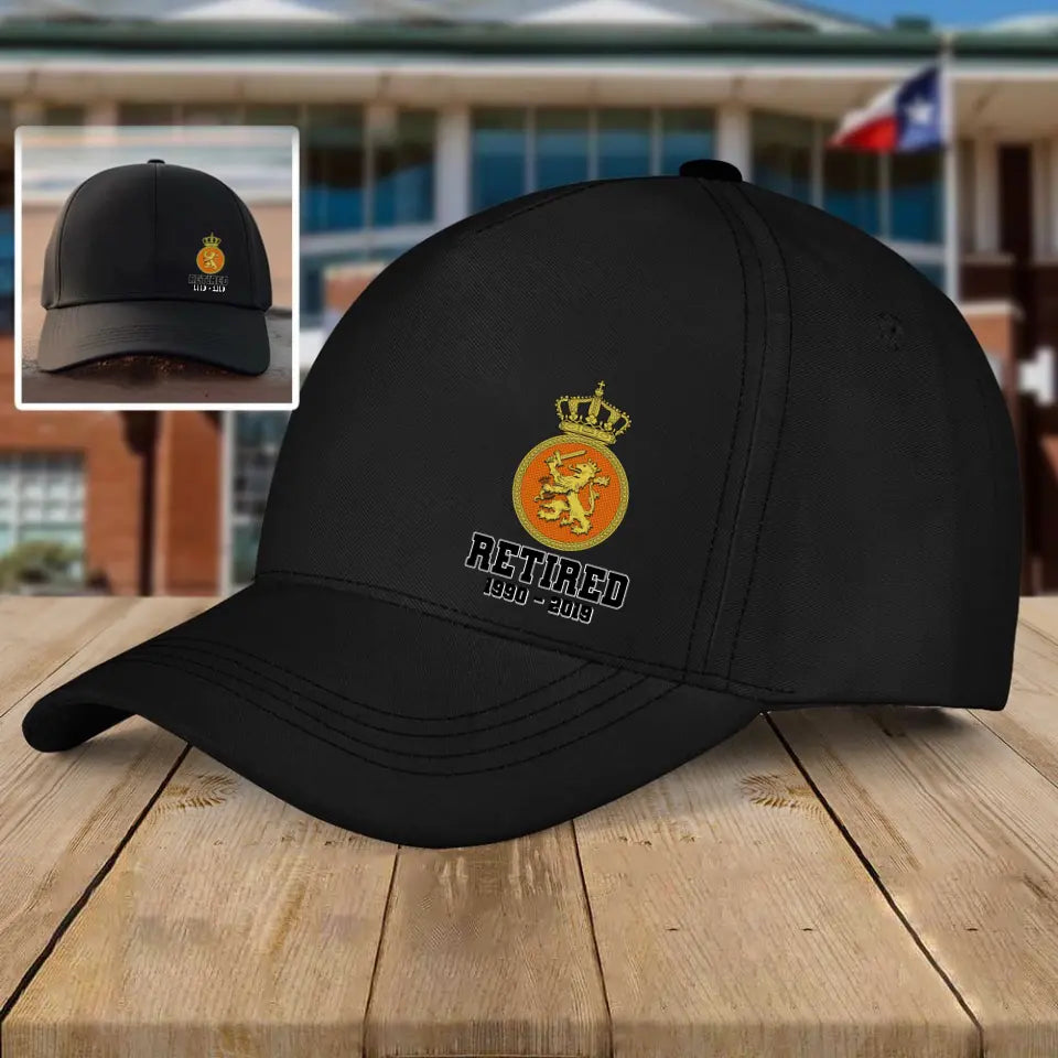 Personalized Netherland Military Veteran Custom Time Black Cap QTHN1682