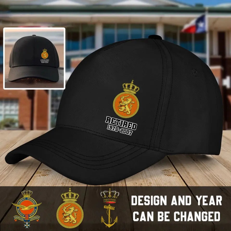 Personalized Netherland Military Veteran Custom Time Black Cap QTHN1682