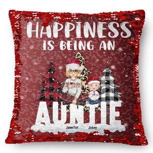 Personalized Happiness Is Being An Auntie Custom Kid Names Seguin Pillow Printed HN231673