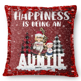 Personalized Happiness Is Being An Auntie Custom Kid Names Seguin Pillow Printed HN231673
