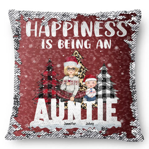 Personalized Happiness Is Being An Auntie Custom Kid Names Seguin Pillow Printed HN231673