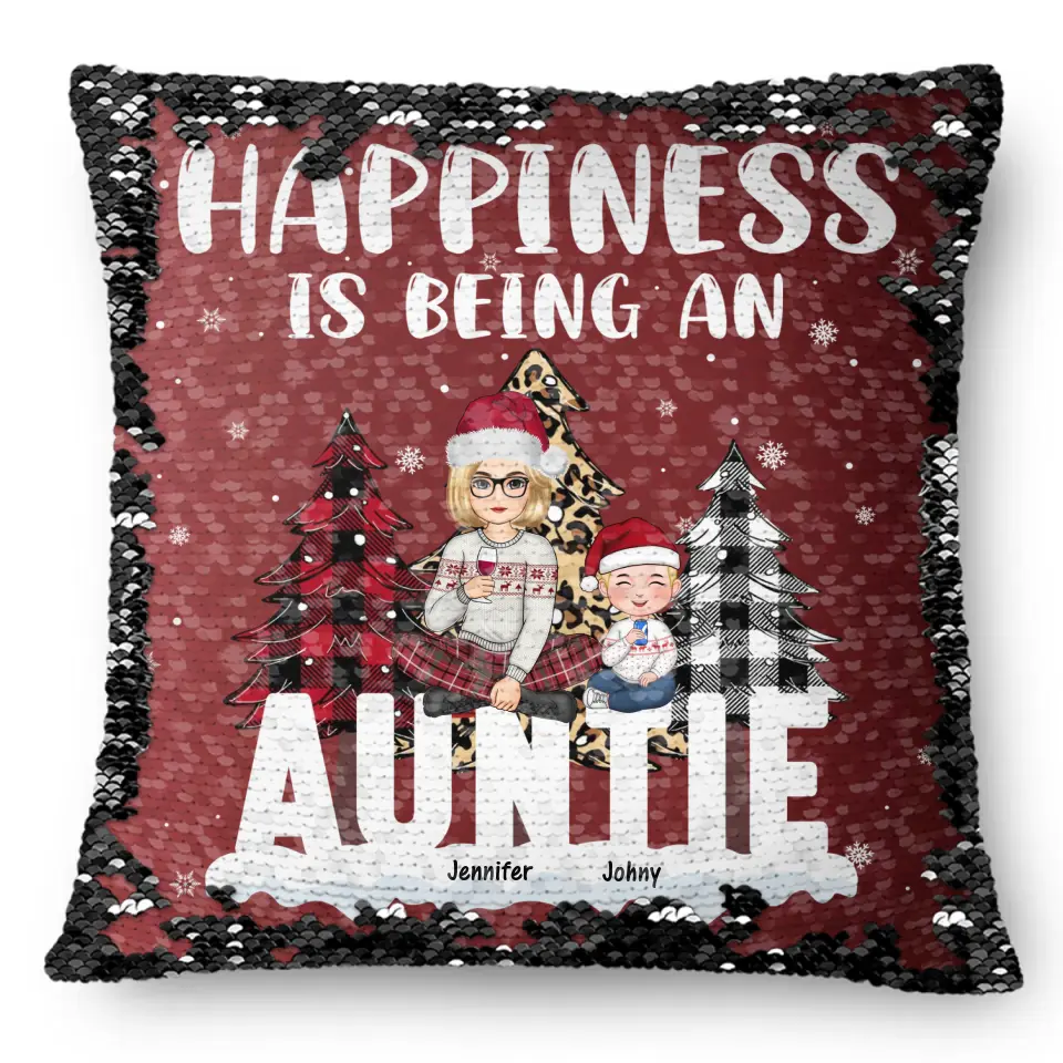 Personalized Happiness Is Being An Auntie Custom Kid Names Seguin Pillow Printed HN231673