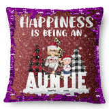 Personalized Happiness Is Being An Auntie Custom Kid Names Seguin Pillow Printed HN231673