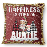 Personalized Happiness Is Being An Auntie Custom Kid Names Seguin Pillow Printed HN231673
