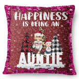 Personalized Happiness Is Being An Auntie Custom Kid Names Seguin Pillow Printed HN231673