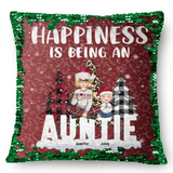 Personalized Happiness Is Being An Auntie Custom Kid Names Seguin Pillow Printed HN231673