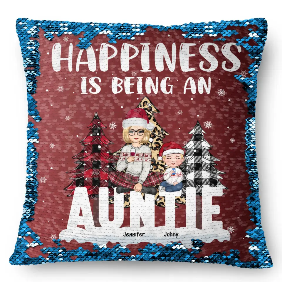 Personalized Happiness Is Being An Auntie Custom Kid Names Seguin Pillow Printed HN231673