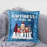 Personalized Happiness Is Being An Auntie Custom Kid Names Seguin Pillow Printed HN231673