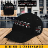 Personalized Title Firefighter And Badge Number Thin Blue Red Flag Black Cap QTKH1680