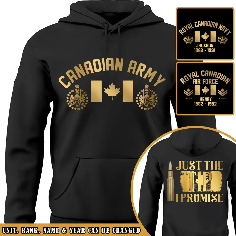 Personalized Canadian Army Veteran Rank Camo Custom Name & Time Hoodie 2D Printed VQ231688