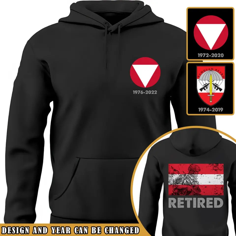 Personalized Retired Autrian Veteran Custom Time Hoodie 2D Printed VQ231675