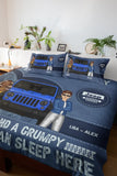 Personalized A Crazy Jeep Lady And A Grumpy Old Man Sleep Here Couple Jeep Bedding Set Printed HN231690