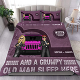 Personalized A Crazy Jeep Lady And A Grumpy Old Man Sleep Here Couple Jeep Bedding Set Printed HN231690