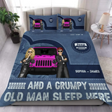 Personalized A Crazy Jeep Lady And A Grumpy Old Man Sleep Here Couple Jeep Bedding Set Printed HN231690