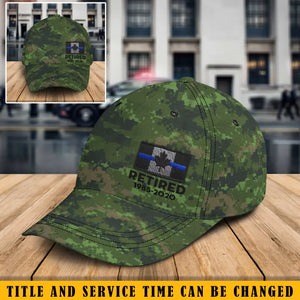 Personalized Canada Camo Thin Blue Line Retired Custom Served Time Printed Cap QTKH1694