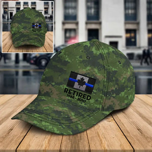 Personalized Canada Camo Thin Blue Line Retired Custom Served Time Printed Cap QTKH1694