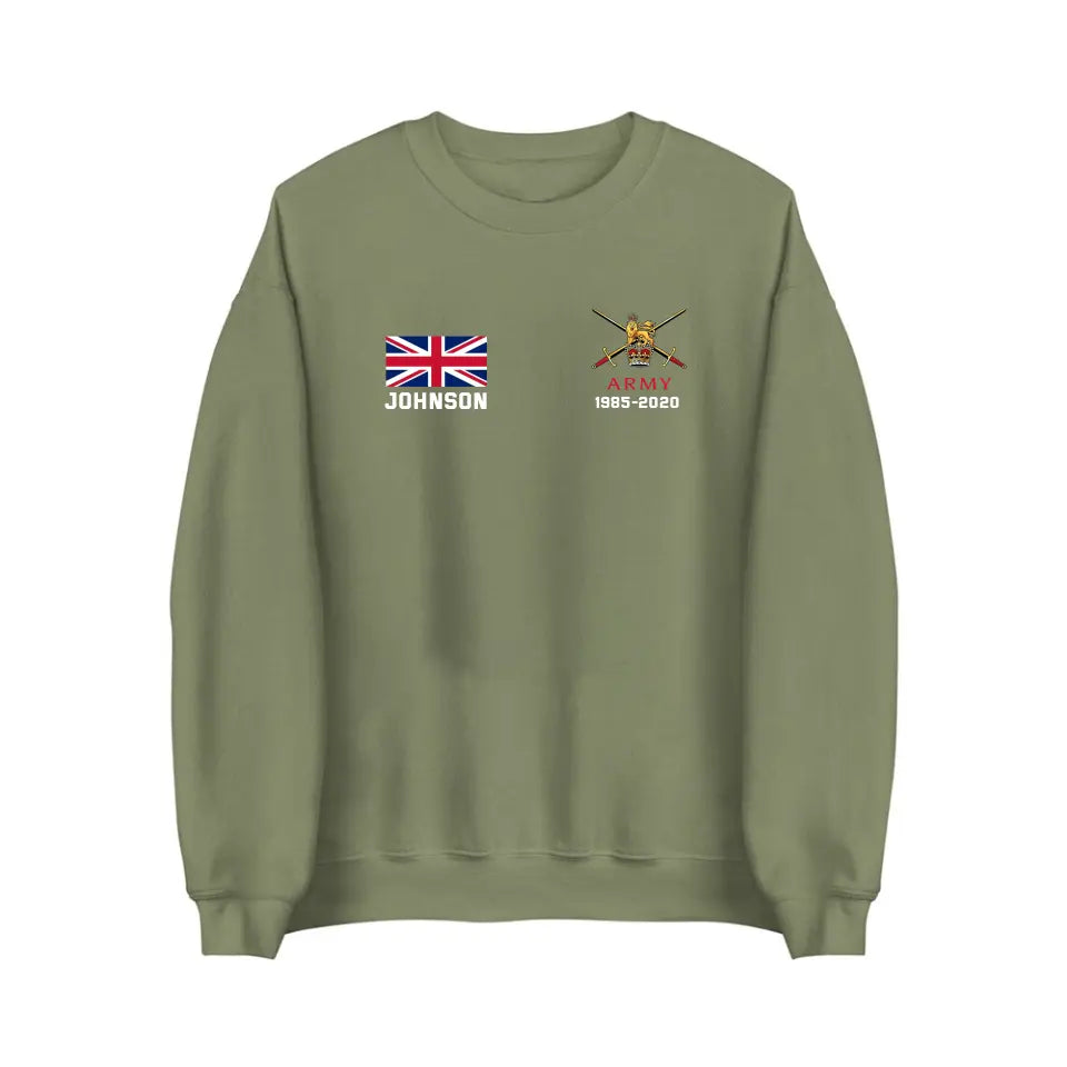 Personalized UK Military Custom Name & Time Hoodie 2D Printed KVH1672