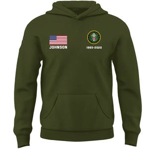 Personalized US Military Custom Name & Time Hoodie 2D Printed KVH1672