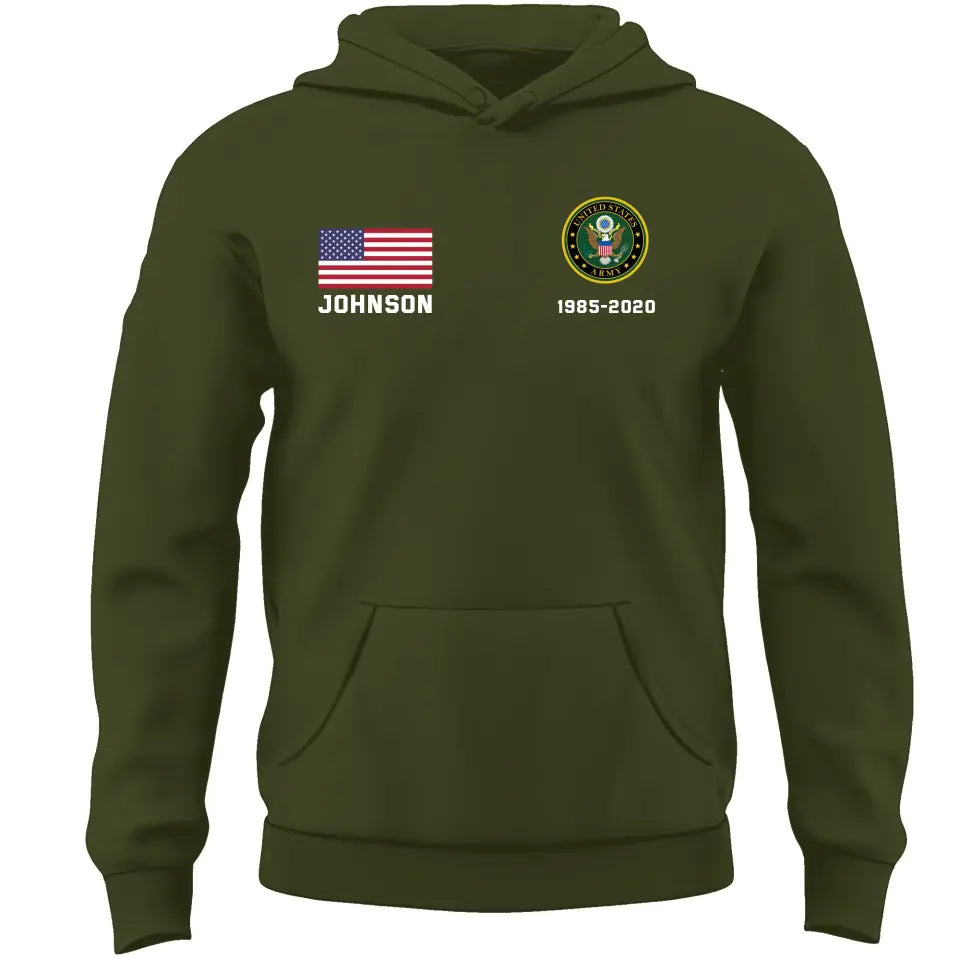 Personalized US Military Custom Name & Time Hoodie 2D Printed KVH1672
