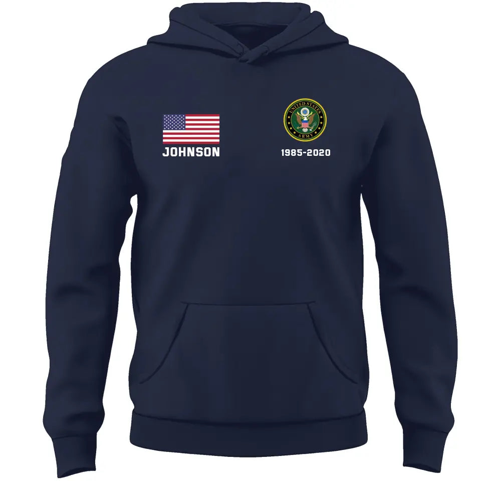 Personalized US Military Custom Name & Time Hoodie 2D Printed KVH1672
