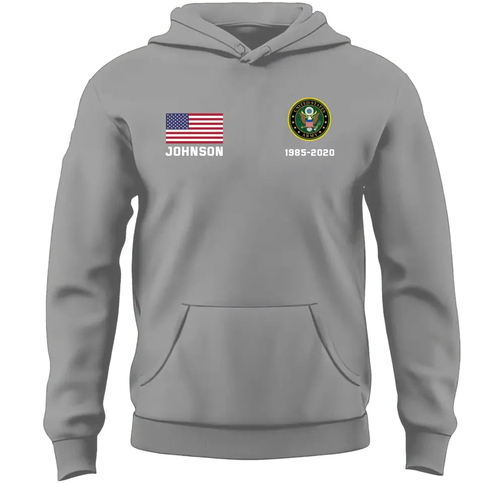 Personalized US Military Custom Name & Time Hoodie 2D Printed KVH1672