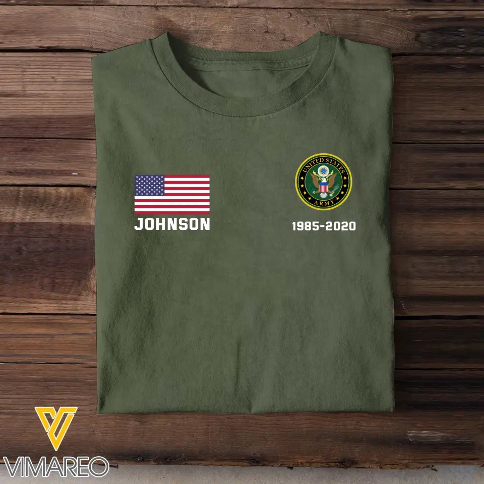 Personalized US Military Custom Name & Time Hoodie 2D Printed KVH1672