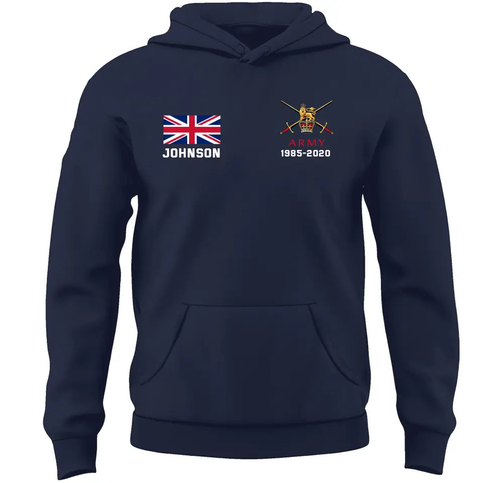 Personalized UK Military Custom Name & Time Hoodie 2D Printed KVH1672