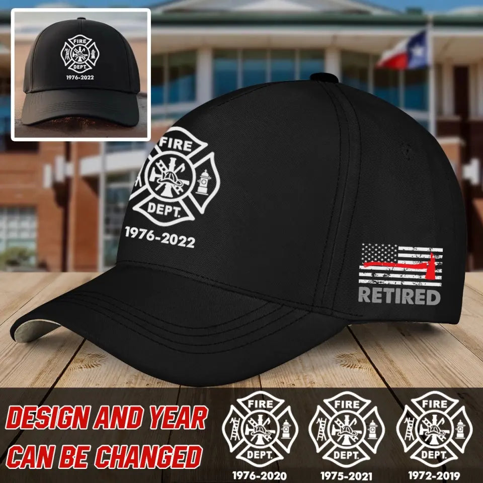 Personalized Retired US Firefighter Custom Time Black Cap VQ1710