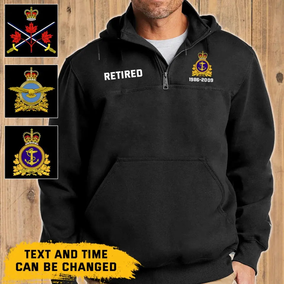 Personalize Canadian Armed Forces Veteran Retired 1/4 Zip Hoodie Print QTHN1724