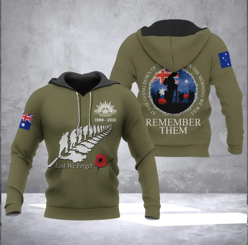 Personalized Australian Defence Force Veteran Let We Forget Hoodie 3D Printed QTLVA1732