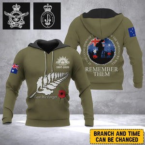 Personalized Australian Defence Force Veteran Let We Forget Hoodie 3D Printed QTLVA1732