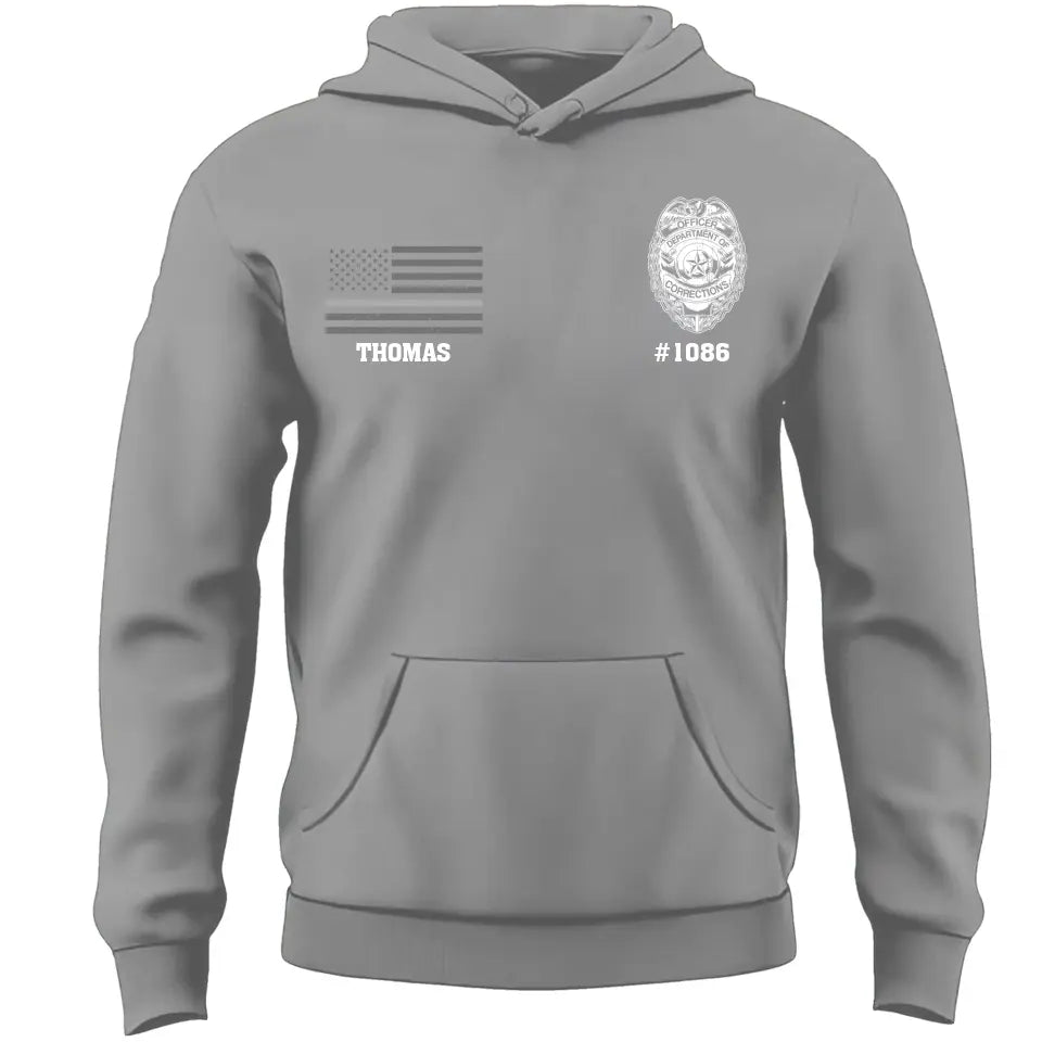 Personalized US Police Office Department Of Corrections Custom Name & ID Hoodie 2D Printed LVA231742