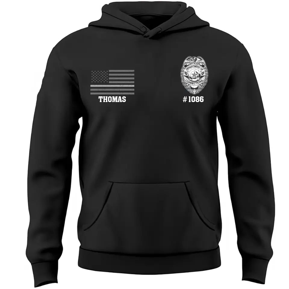 Personalized US Police Office Department Of Corrections Custom Name & ID Hoodie 2D Printed LVA231742