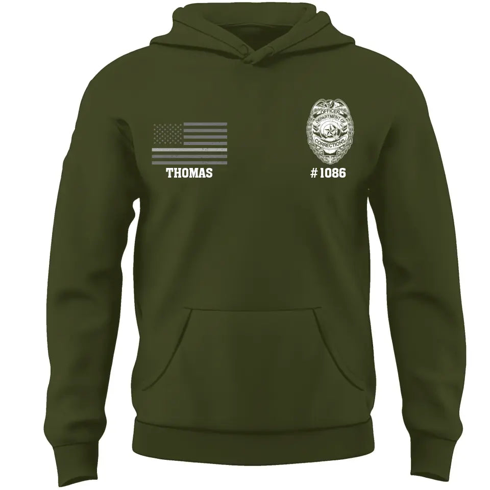 Personalized US Police Office Department Of Corrections Custom Name & ID Hoodie 2D Printed LVA231742