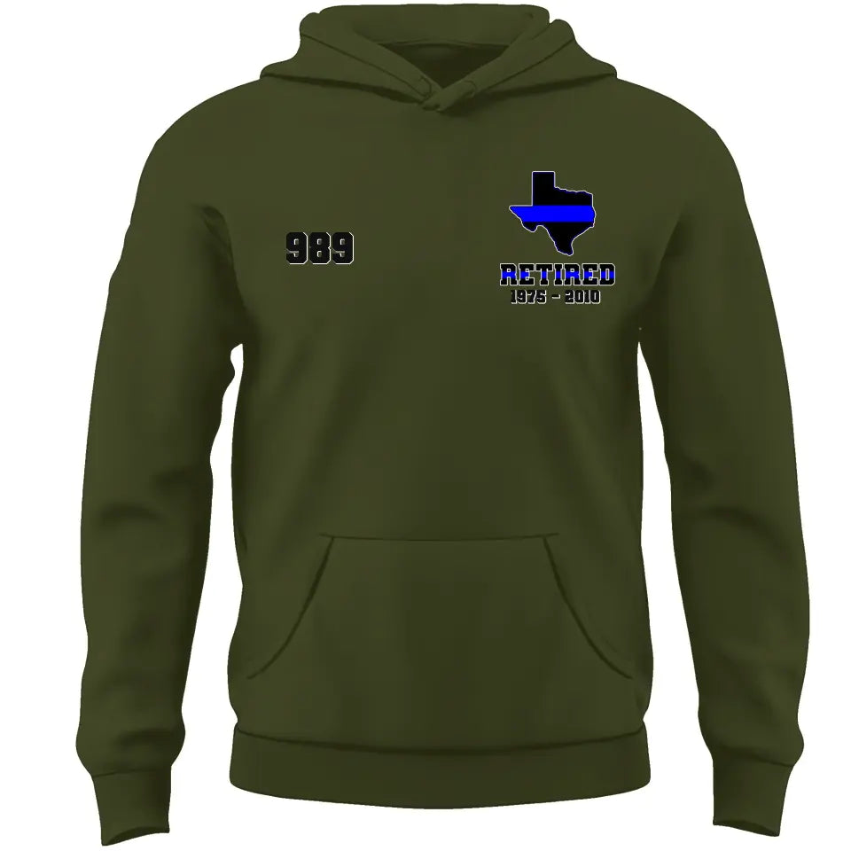 Personalized US State Retired Police Office Custom Time & ID Hoodie 2D Printed KVH231744