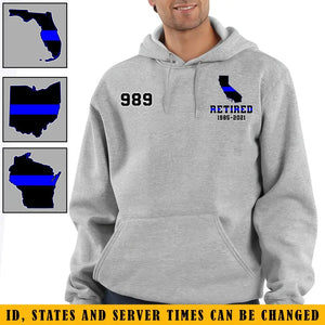 Personalized US State Retired Police Office Custom Time & ID Hoodie 2D Printed KVH231744