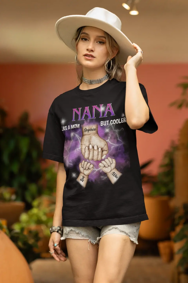 Personalized Auntie Like A Mom But Cooler Hands With Kid Names T-shirt Printed HN231756