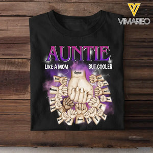 Personalized Auntie Like A Mom But Cooler Hands With Kid Names T-shirt Printed HN231756