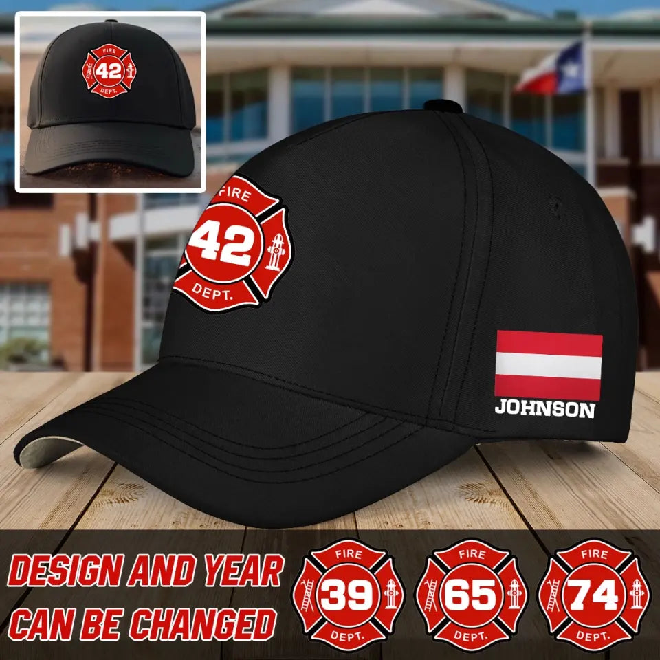 Personalized Austrian Firefighter Flag Black Cap VQ231770